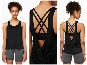 Lululemon Reenergized 2-in-1 Bra Tank Black Size 4 Open Back #W1BOJS